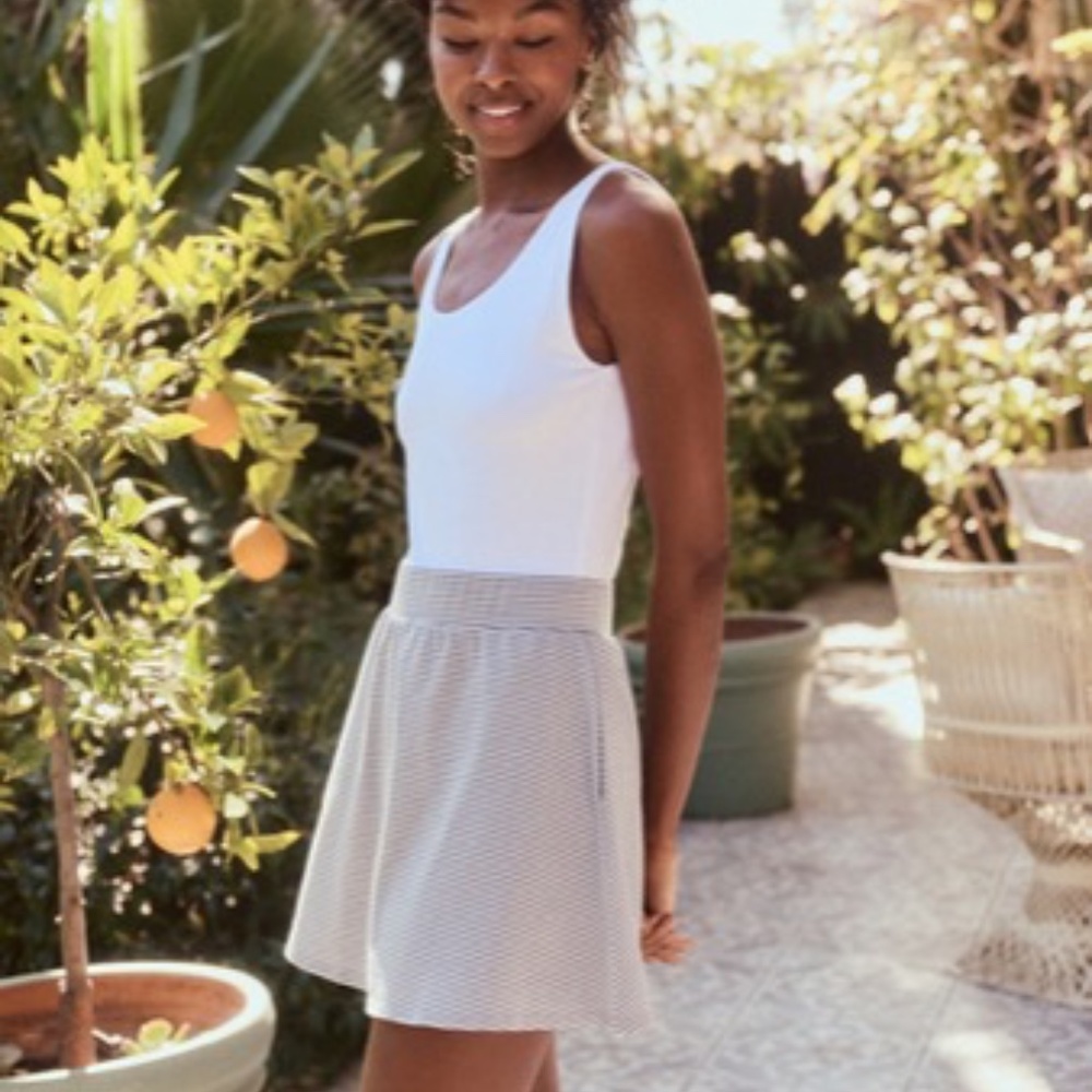 Pact Light Blue and White Mini Skirt